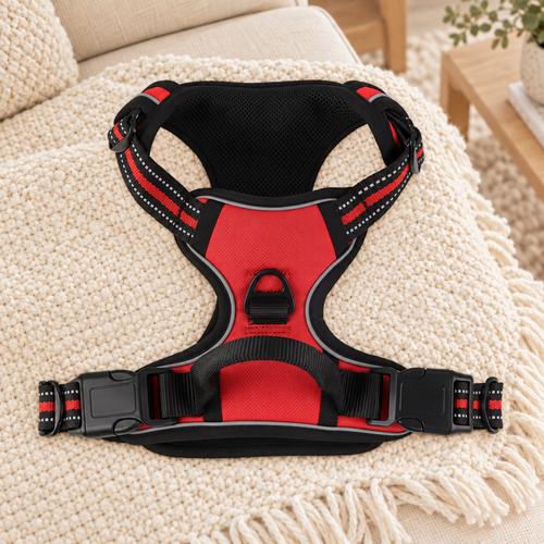 Harnais Novyra red dans un intérieur chaleureux